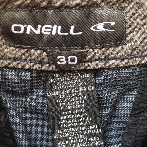 O'Neill Bermuda Plaid Polyester Viscose Shorts Blue Men's Size 30 - Picture 6 of 6